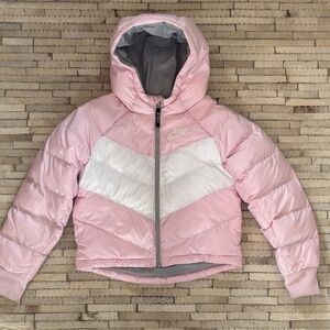 Nike Kids Light Pink and White Puffer Jacket